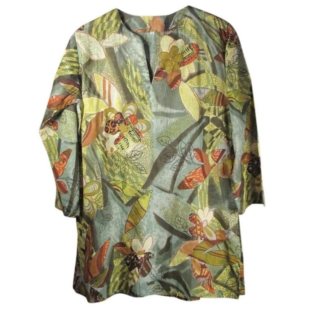 Tory Burch style Jungle Print Indian Cotton Tunic - NWT